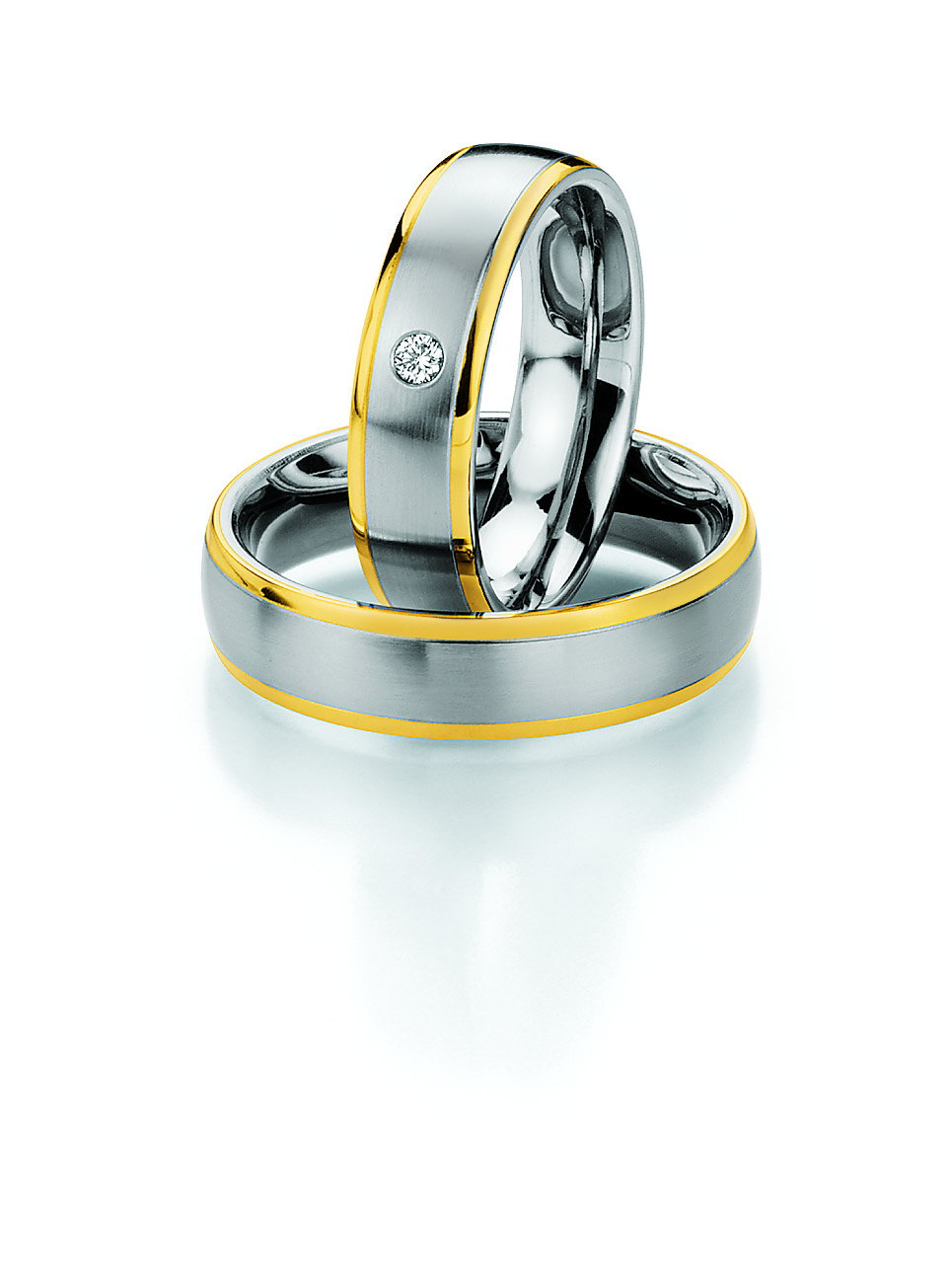 Eheringe Trauringe White Style Steel and Gold 585 Brilliant 88-01300 / 88-01300