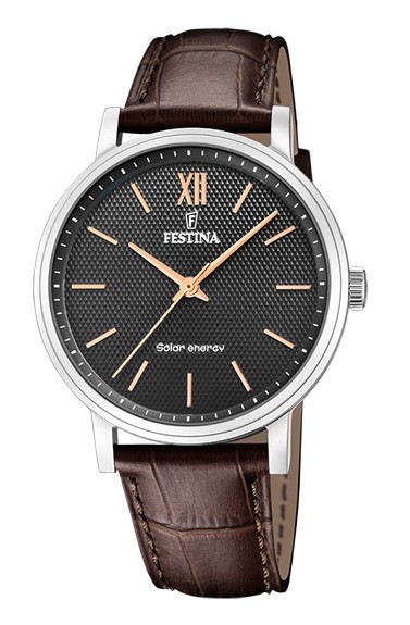 Festina Herren Armbanduhr SOLAR ENERGY F20660/6 Lederband braun