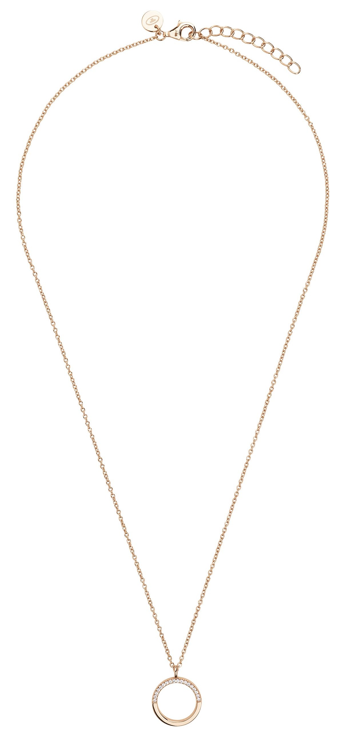Tom Tailor Damen Halskette 2101280 mit Anhänger Kreis Silber 925 rosévergoldet synth. Zirkonia