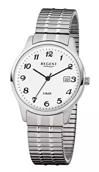 Regent Herren Armbanduhr F-875 Edelstahl Zugband