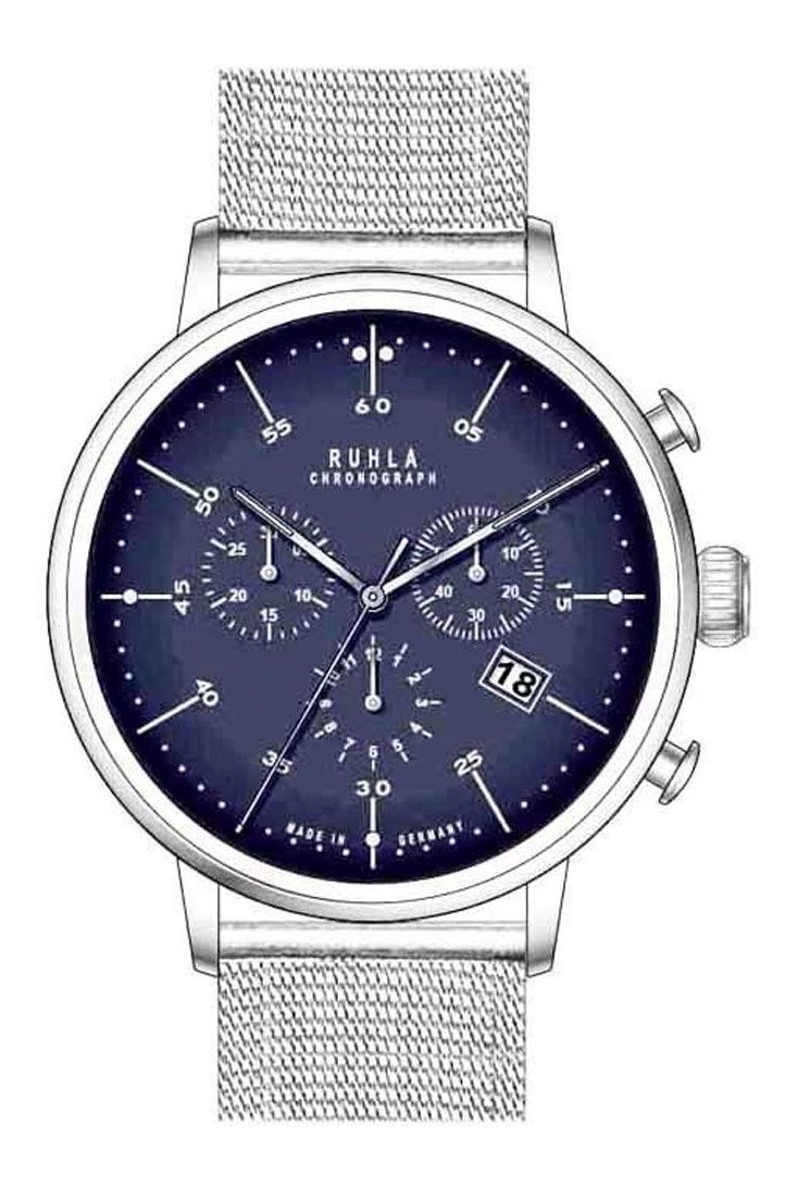 UMR Ruhla Herren Armbanduhr Chronograph 91205M Edelstahl Milanaiseband