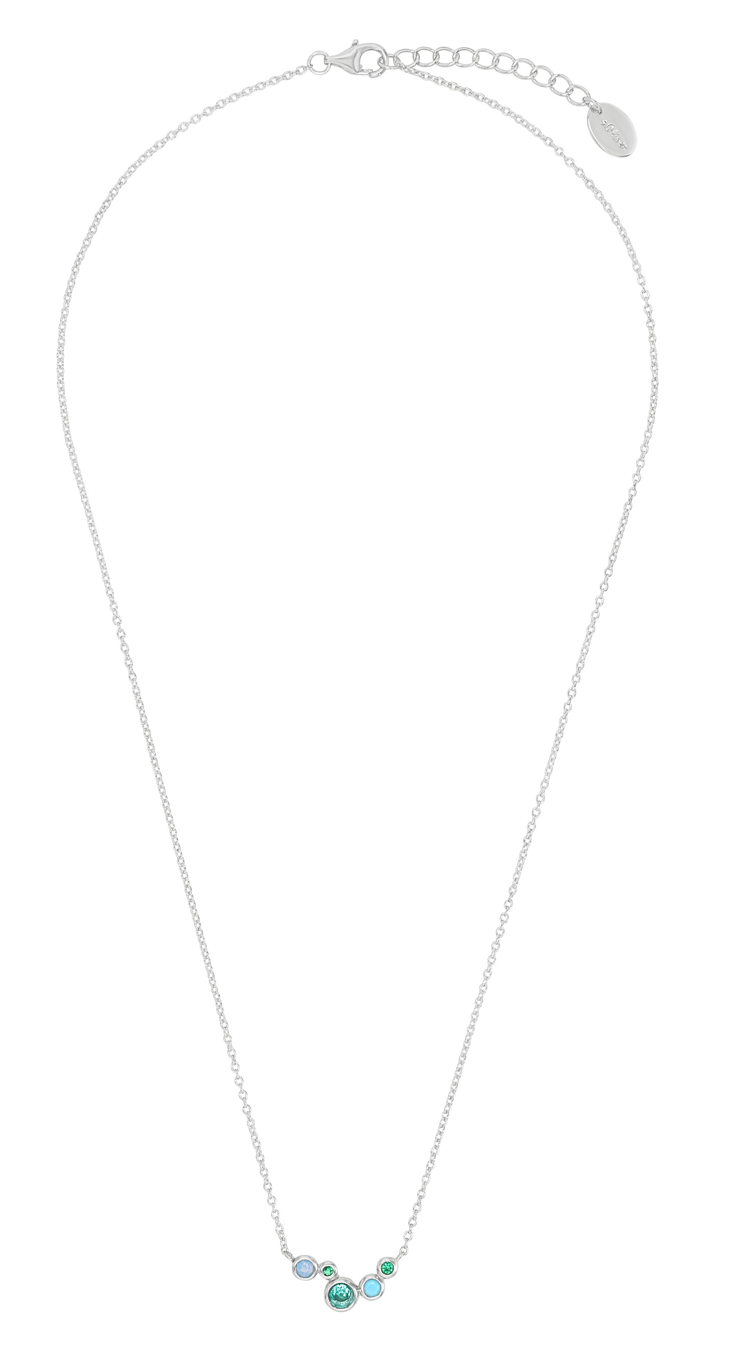 s.Oliver Damen Halskette 2039702 Silber 925 synth. Zirkonia türkis