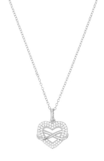 Tom Tailor Damen Halskette 2100576 Anhänger Herz Infinity Silber 925 synth. Zirkonia