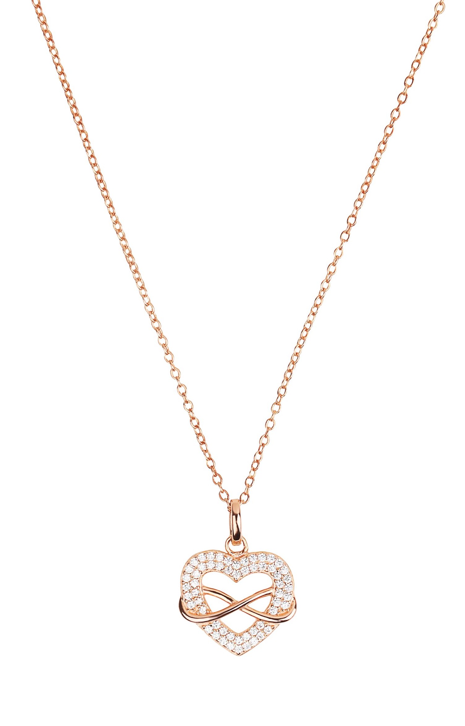 Tom Tailor Damen Halskette 2101272 Silber 925 rosévergoldet mit Anhänger Herz-Infinity