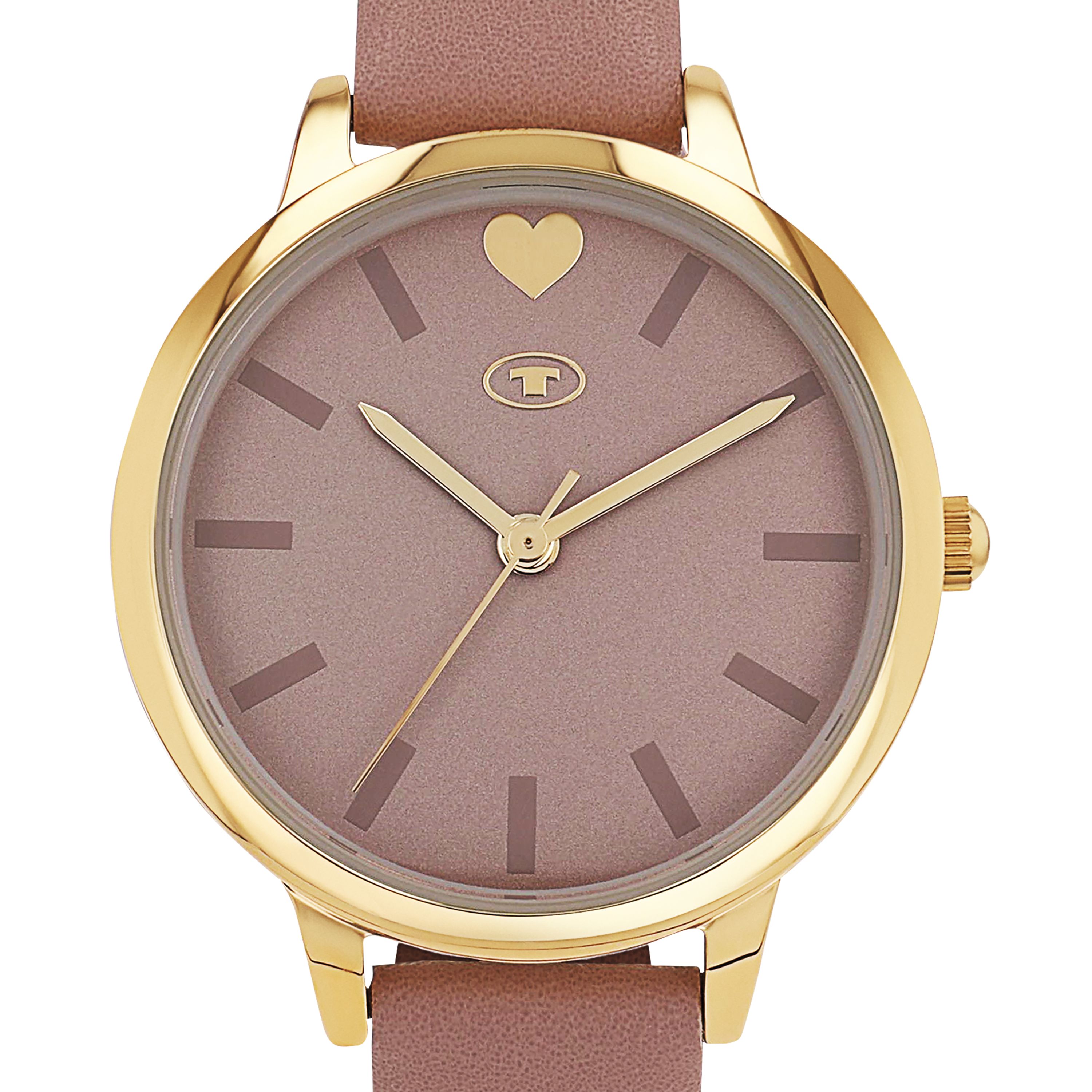 Tom Tailor Mädchen Armbanduhr 2100731 Gelbgold IP Kunstlederband rosé