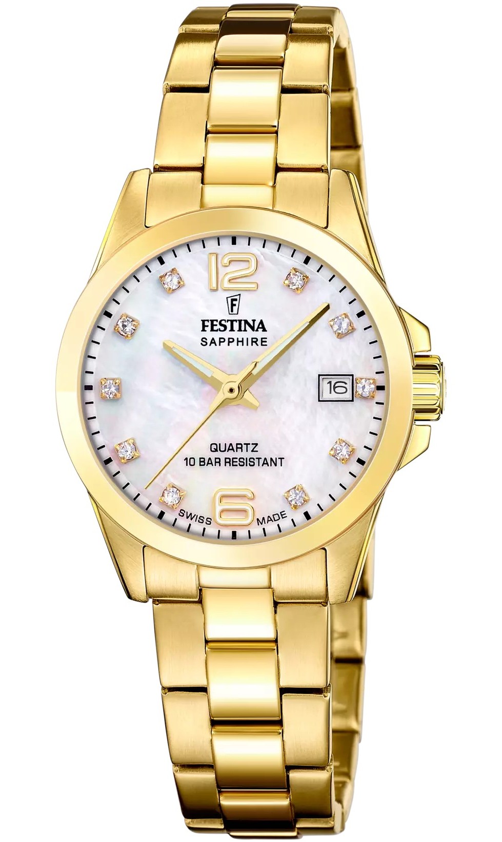 Festina Damen Armbanduhr "Swiss Made" F20050/1 Edelstahl gelbgold IP