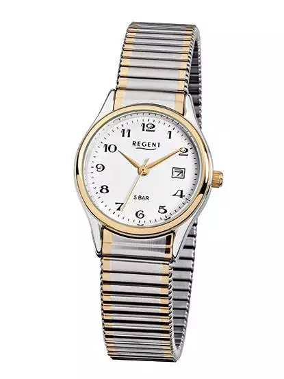Regent Damen Armbanduhr F-461 Zugband bicolor