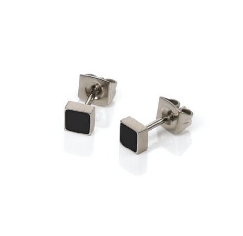 Boccia Ohrstecker 0544-02 Titan Emaille schwarz