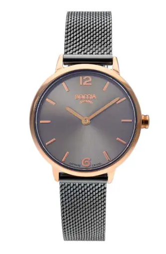 Boccia Damen Armbanduhr Trend 3345-06 Reintitan goldplattiert mit Edelstahl-Milanaiseband grau