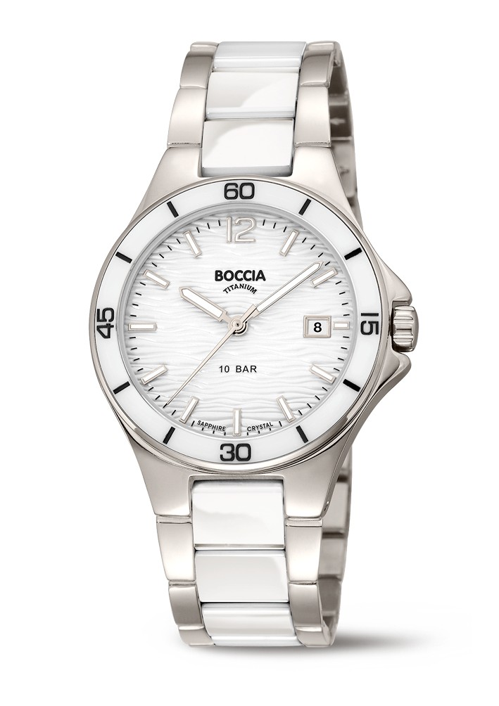 Boccia Damen Armbanduhr 3384-01 Reintitan mit weißer Ceramic