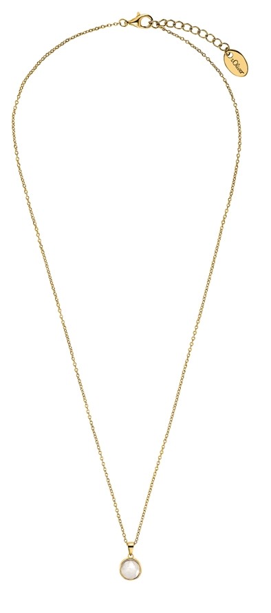 s.Oliver Damen Halskette 2034176 Silber 925 vergoldet mit Mondstein