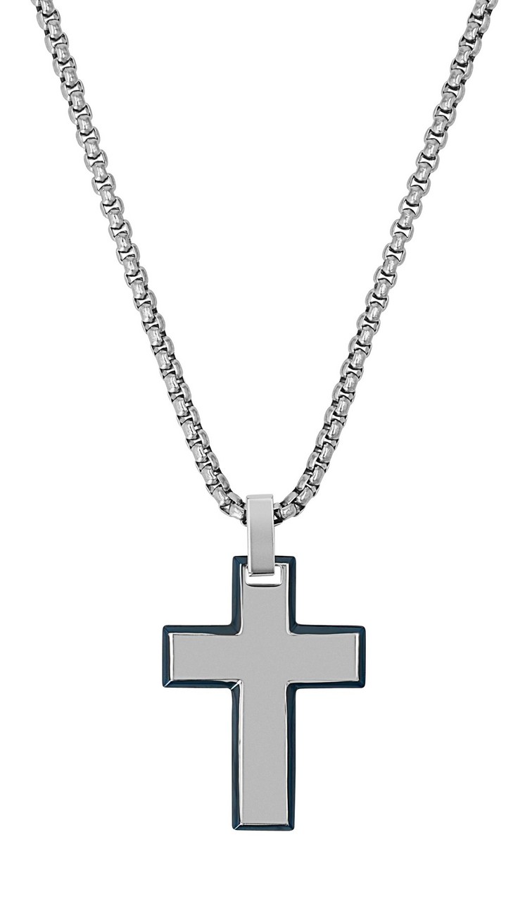 s.Oliver Herren Halskette 2040626 mit Kreuz Edelstahl IP schwarz