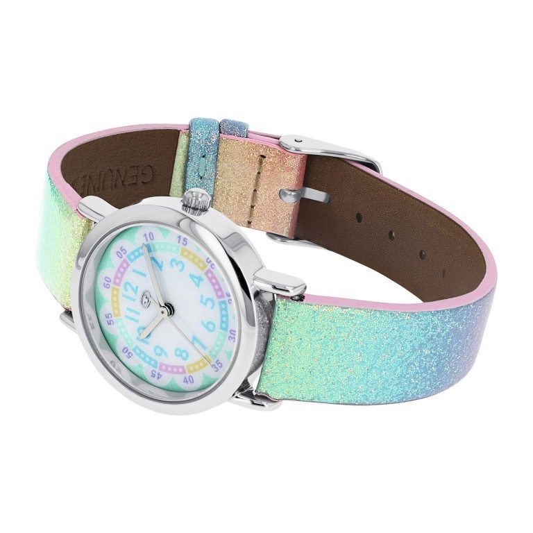 Tom Tailor Mädchen Armbanduhr 2100708 Kunstlederband Glitzer Rainbow