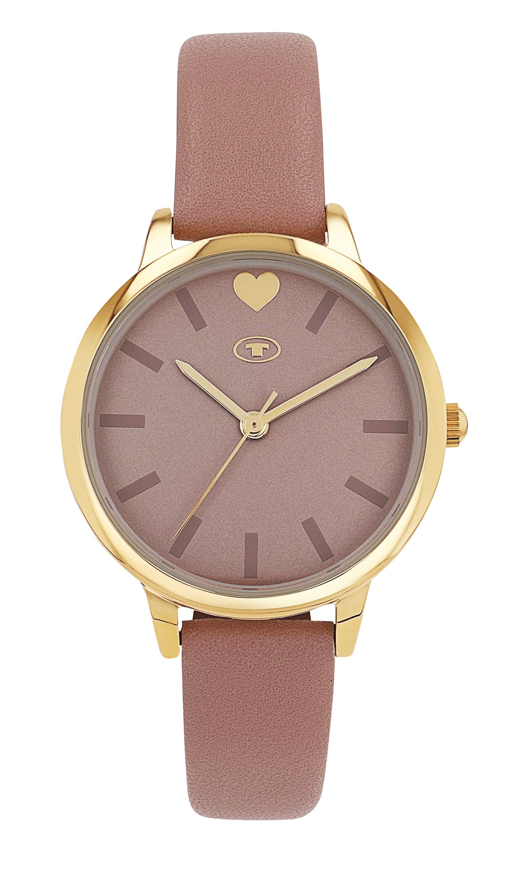 Tom Tailor Mädchen Armbanduhr 2100731 Gelbgold IP Kunstlederband rosé