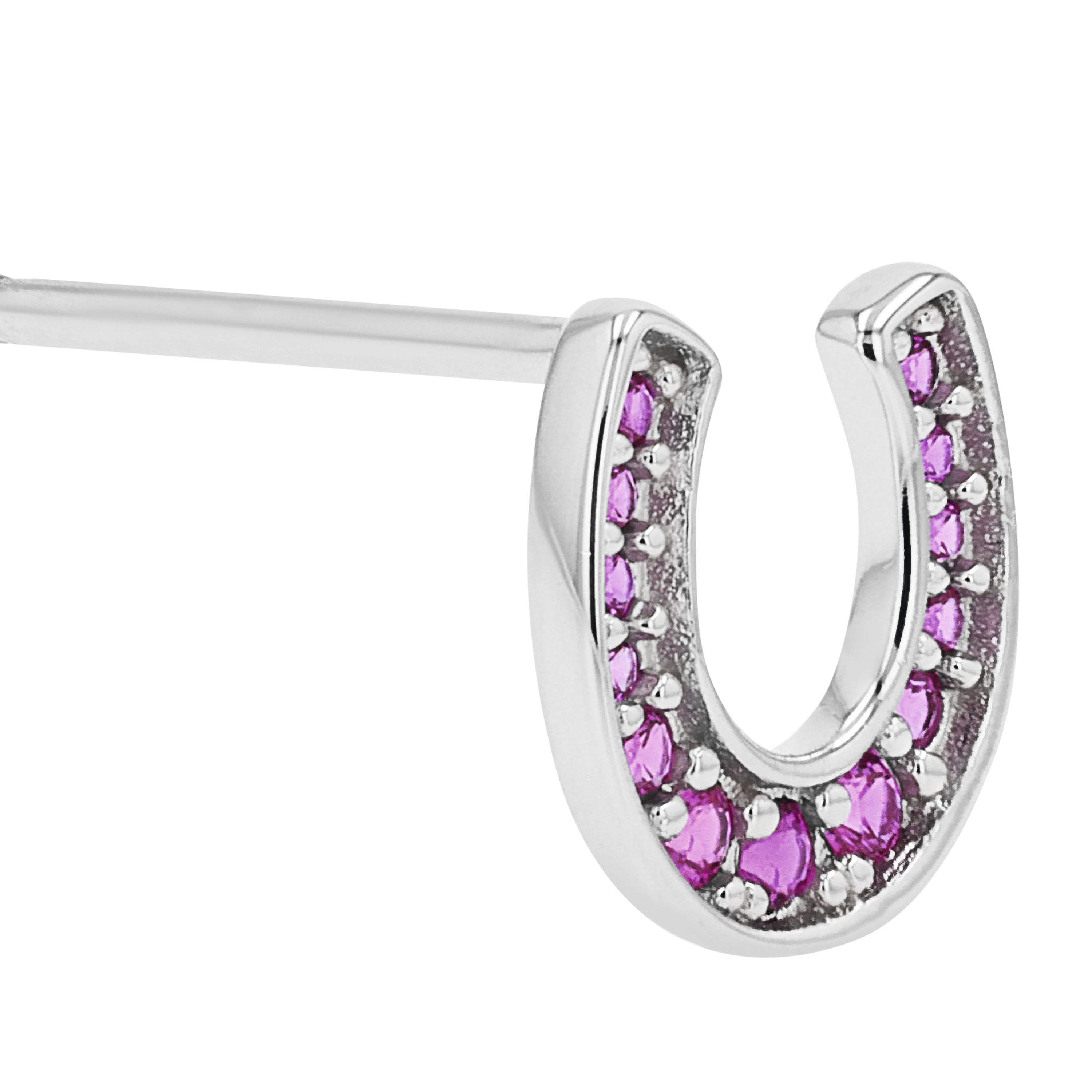 Tom Tailor Mädchen Ohrstecker 2101379 Hufeisen Silber 925 synth. Zirkonia pink