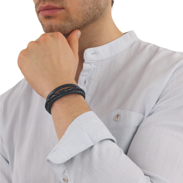 Tom Tailor Herren Armband 2100692 Leder Carbon Edelstahl schwarz