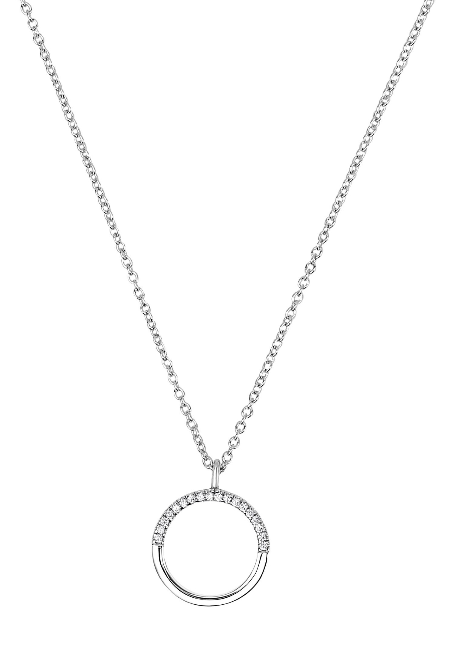 Tom Tailor Damen Halskette 2101279 mit Anhänger Kreis Silber 925 synth. Zirkonia