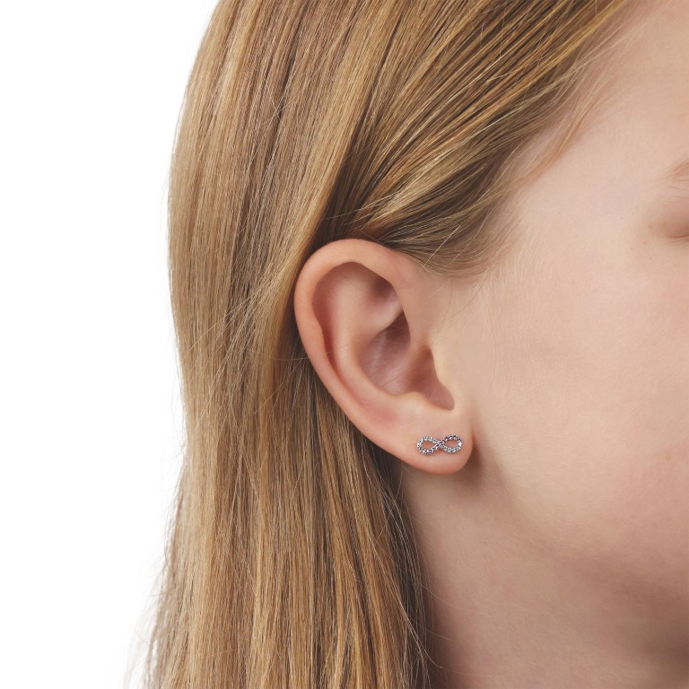 Tom Tailor Mädchen Ohrstecker 2100589 Silber 925 Infinity-Motiv mit synth. Zirkonia weiß und pink