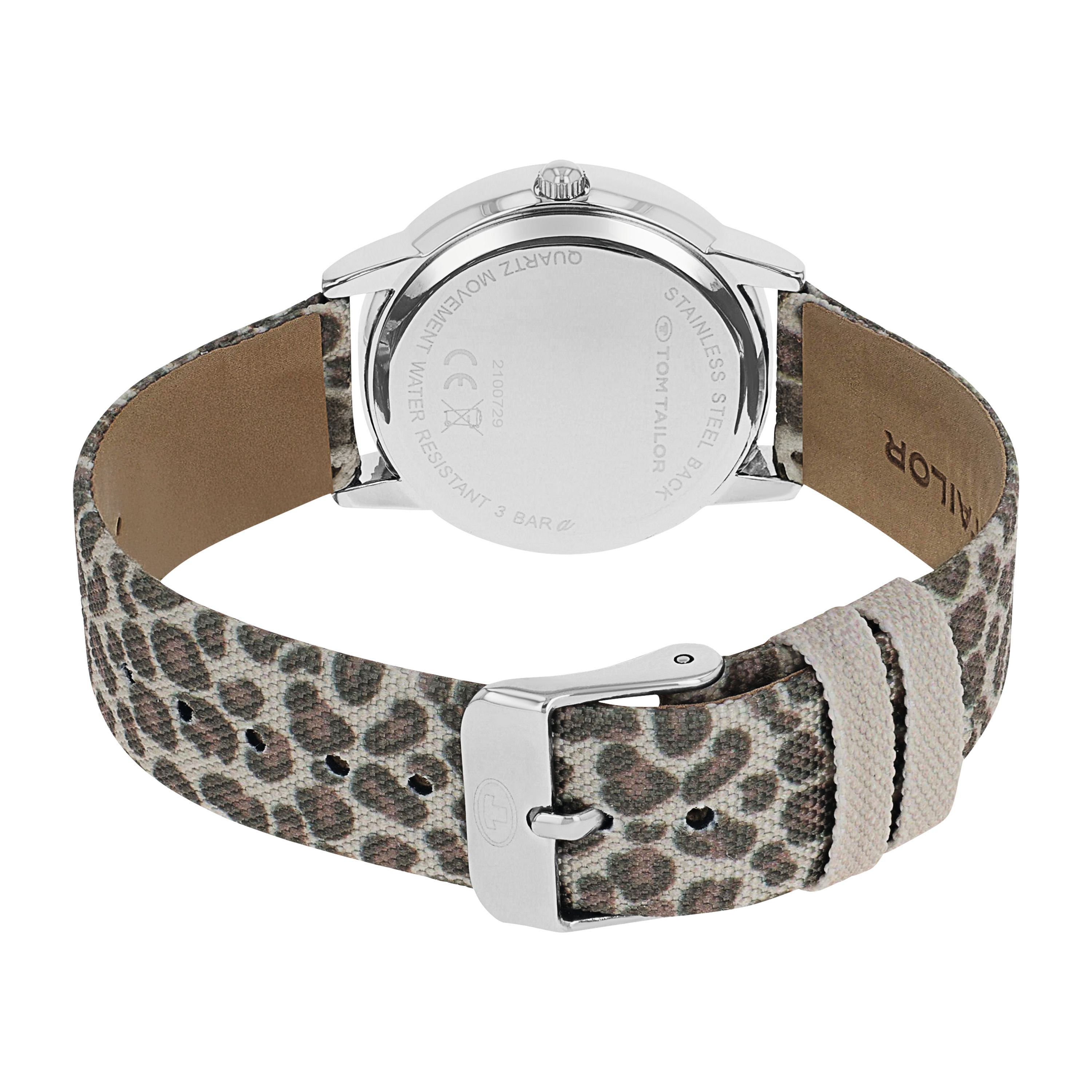 Tom Tailor Mädchen Armbanduhr 2100729 Textilband Leoparden-Print