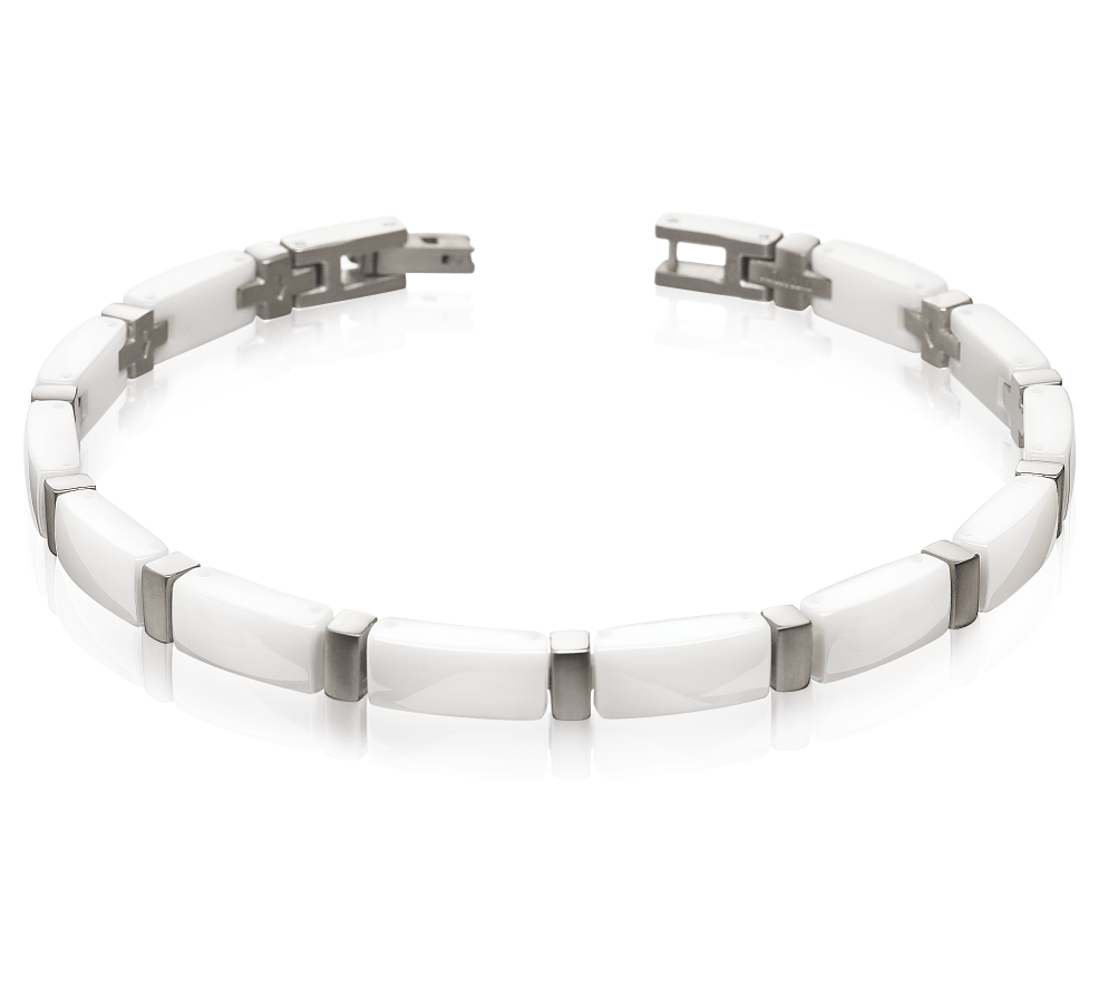 Boccia Damen Armband 0371-03 Titanium Ceramic weiß