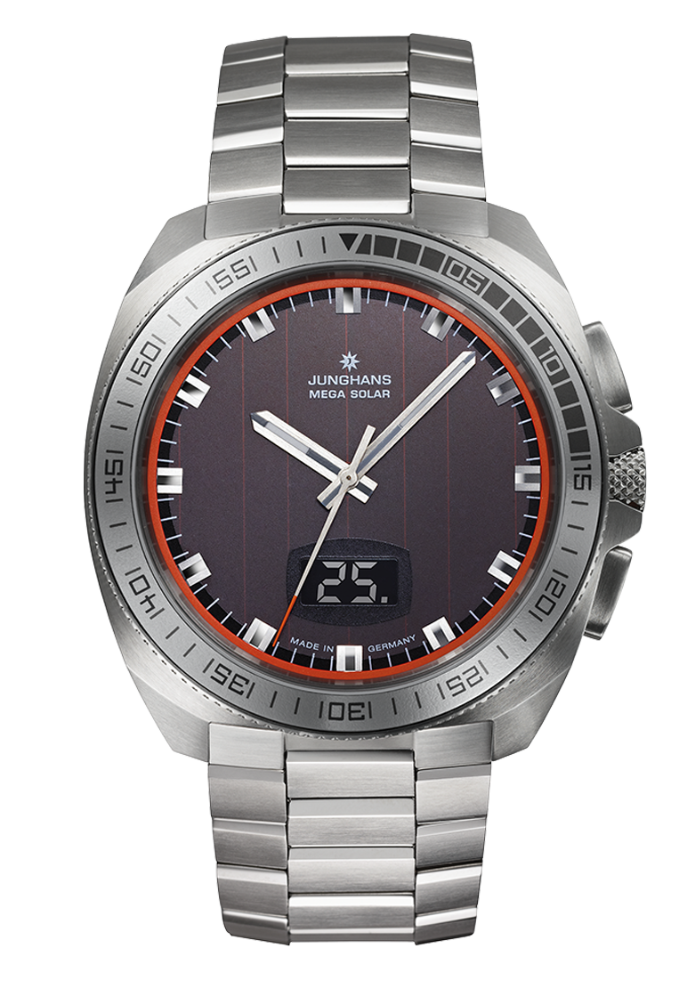 Junghans Herren Armbanduhr 1972 Mega Solar 056/4211.44 Edelstahl