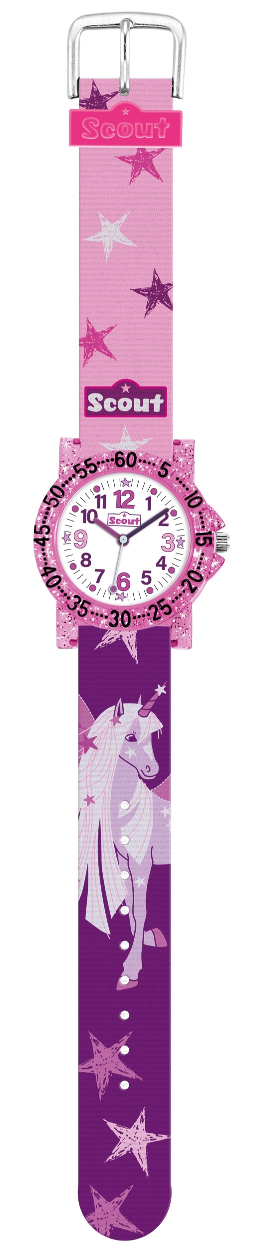 Scout Kinder Armbanduhr 280375021 The IT-Collection Glitter Einhorn Sterne