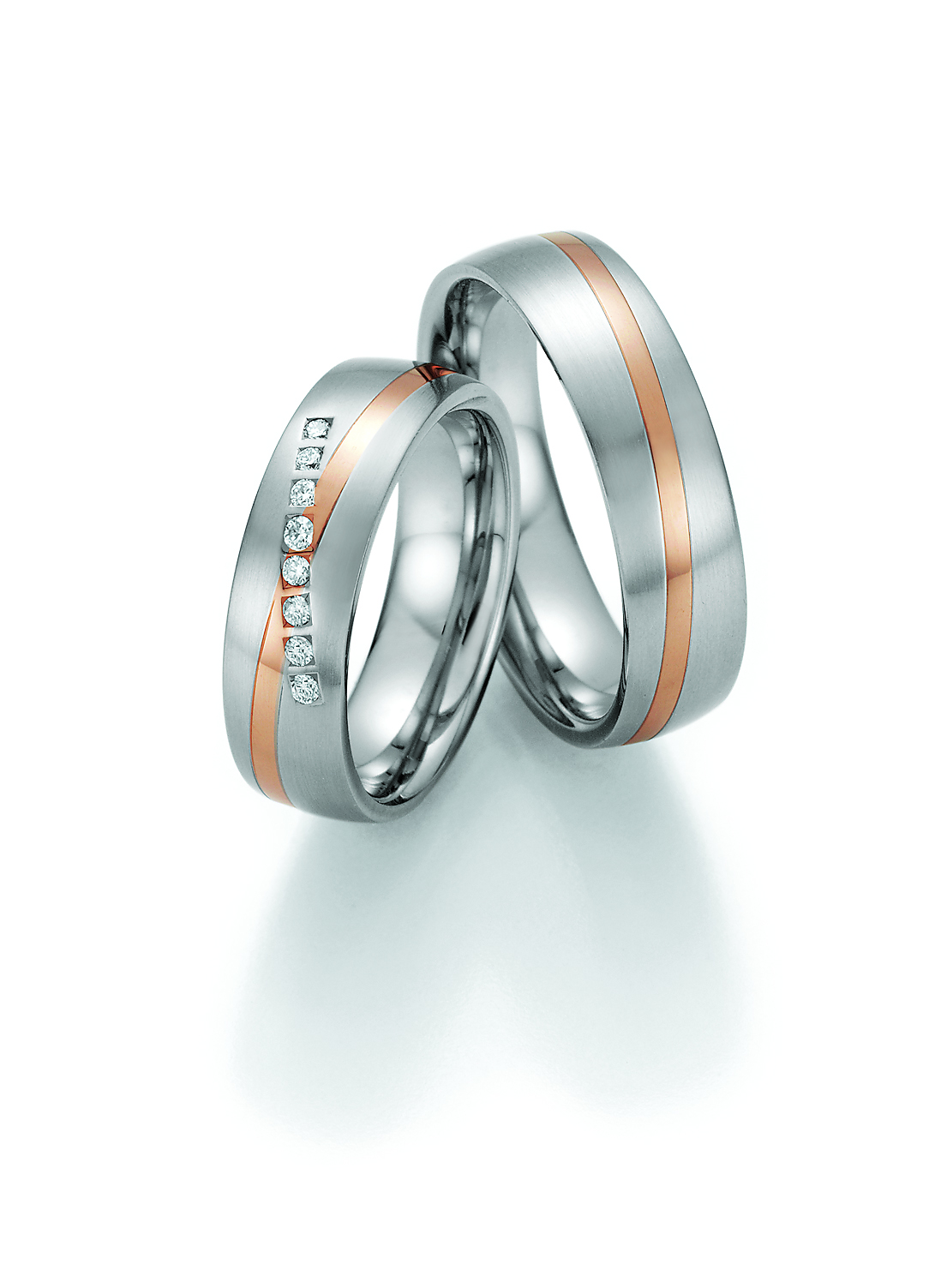 Eheringe Trauringe White Style Steel and Gold Sensation 585 Brilliant 88-60070 / 88-60080