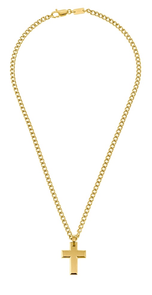 s.Oliver Herren Halskette 2036868 Panzermuster mit Kreuz Edelstahl gelbgold IP