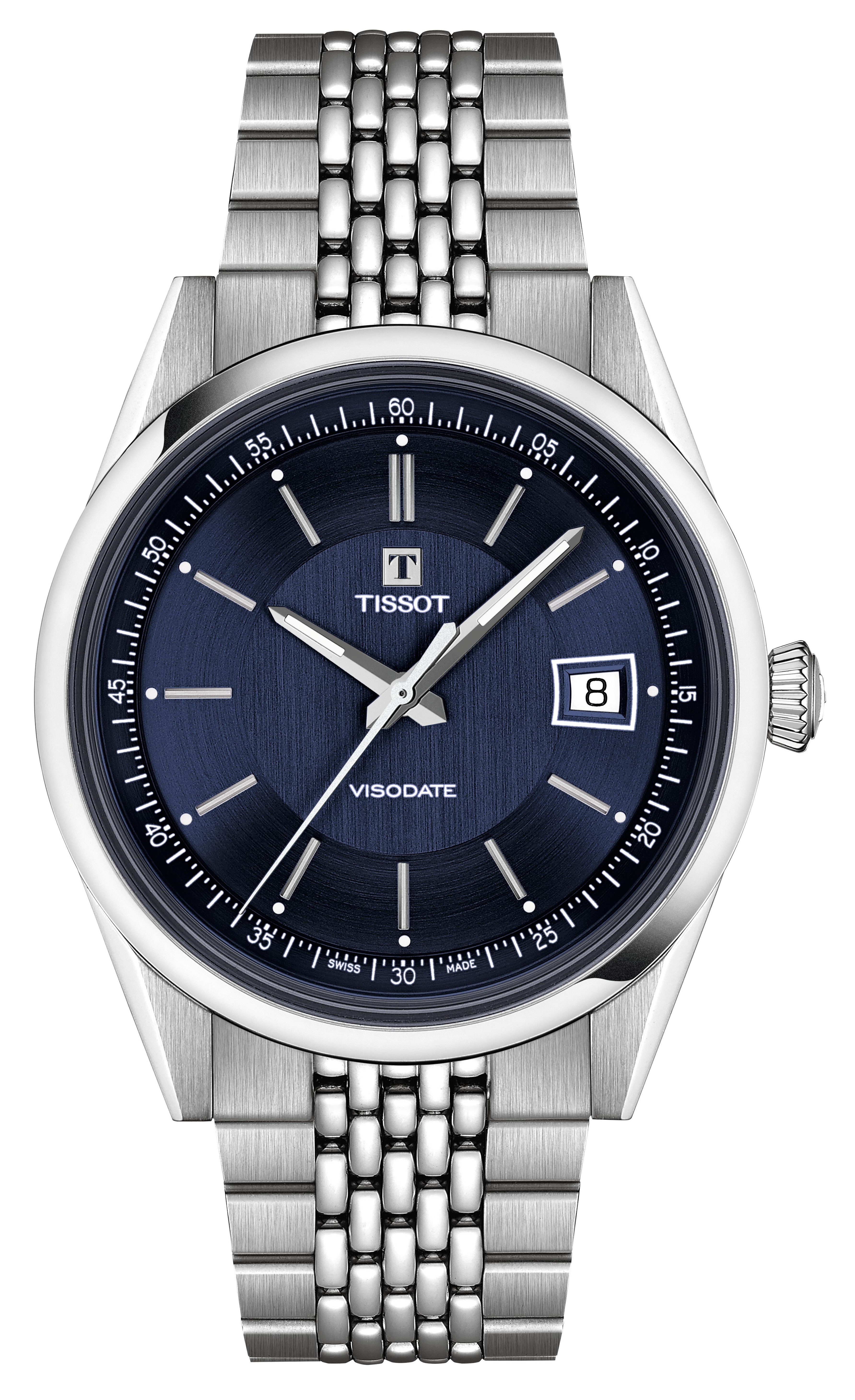 Tissot Armbanduhr T157.407.11.041.00 Visodate 39 mm Automatik mit dunkelblauem Zifferblatt