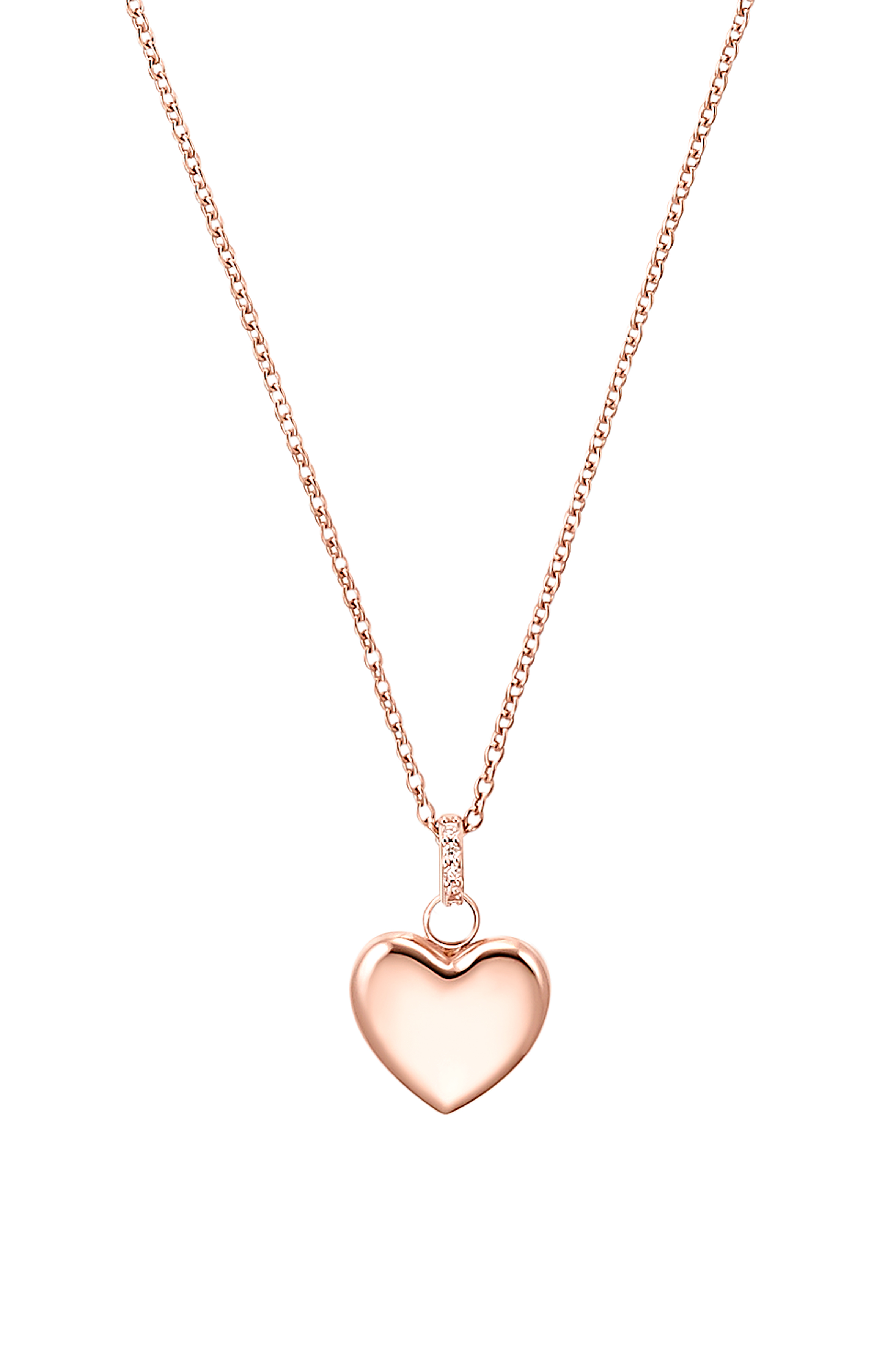 s.Oliver Damen Halskette 2032598 Herz Silber 925/- rosévergoldet Zirkonia