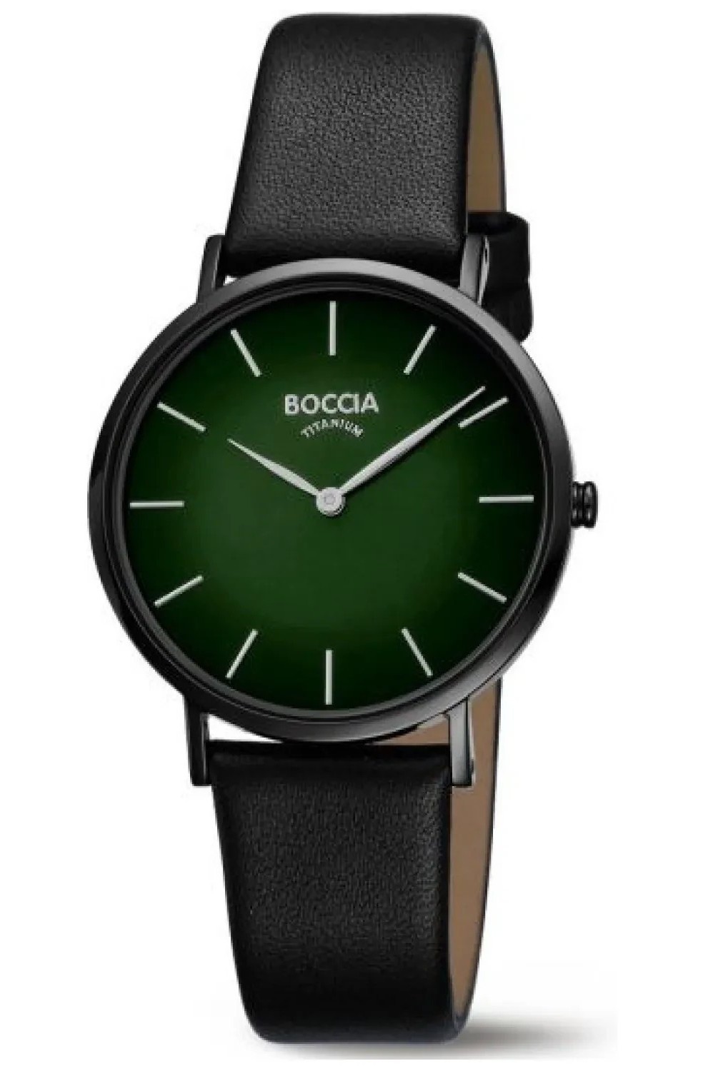 Boccia Armbanduhr Trend 3273-14 Reintitan mit Lederband schwarz