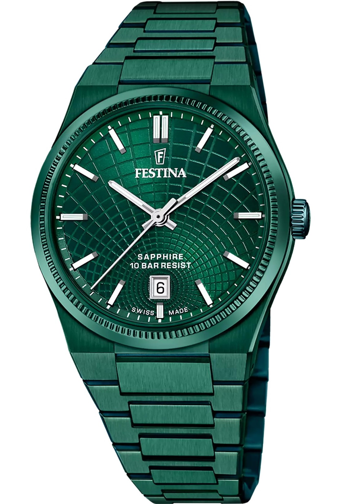 Festina Herren Armbanduhr "Swiss Made" Rivé F20079/1 Edelstahl  dunkelgrün IP