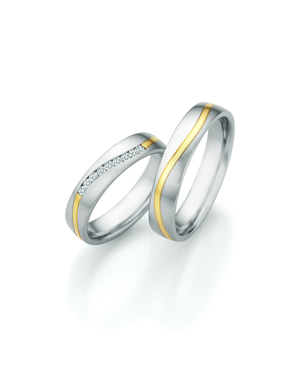 Eheringe Trauringe White Style Steel & Gold Elegance 88-25010 / 88-25020