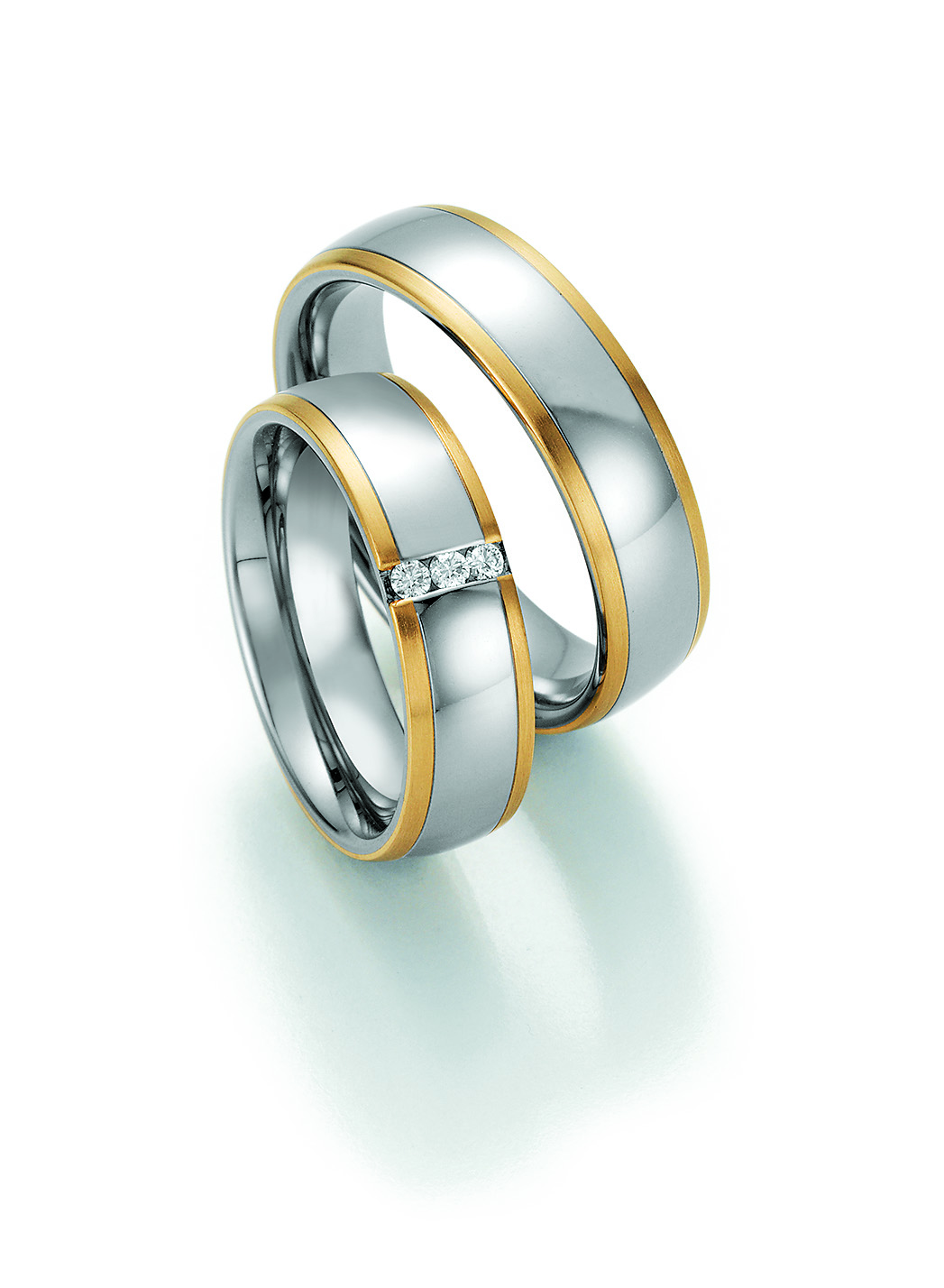 Eheringe Trauringe White Style Steel and Gold Sensation 585 Brilliant 88-60130 / 88-60140