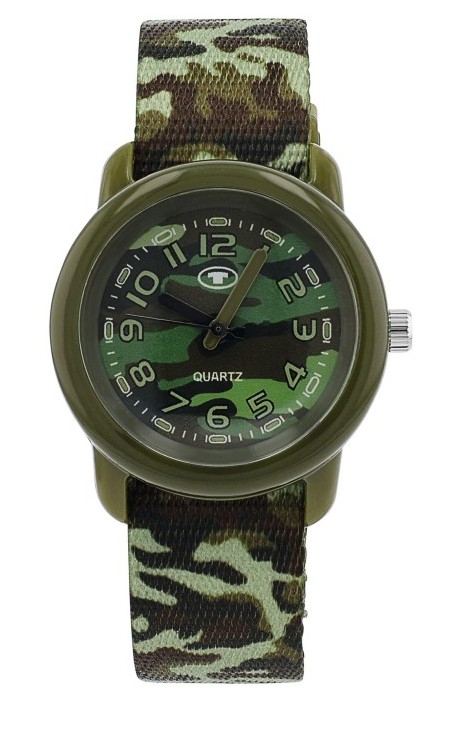 Tom Tailor Kinder Armbanduhr 2100711 Textilband Camouflage grün