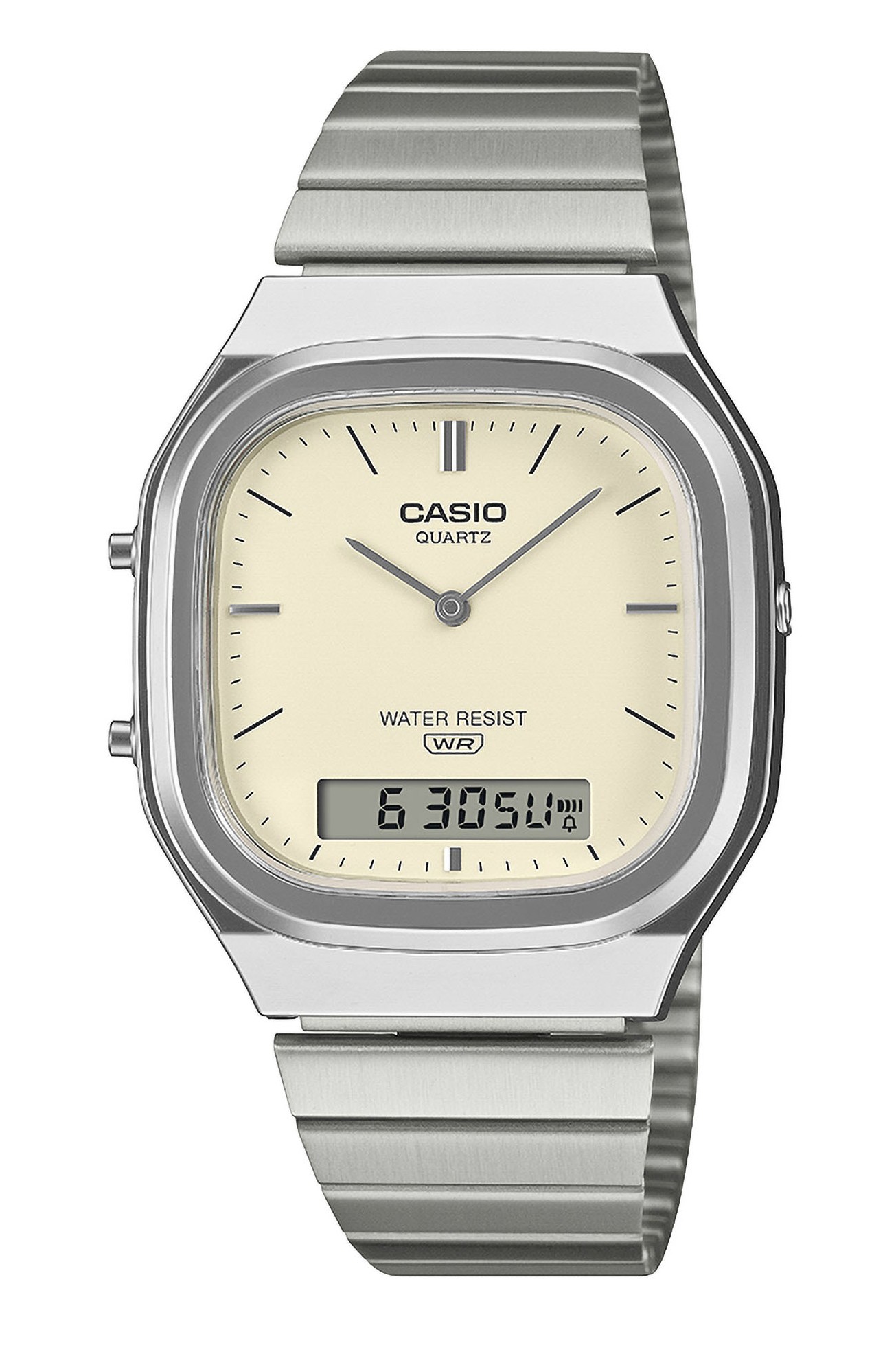 Casio Armbanduhr Vintage AQ-240E-7A2EF analog-digital cremefarbig