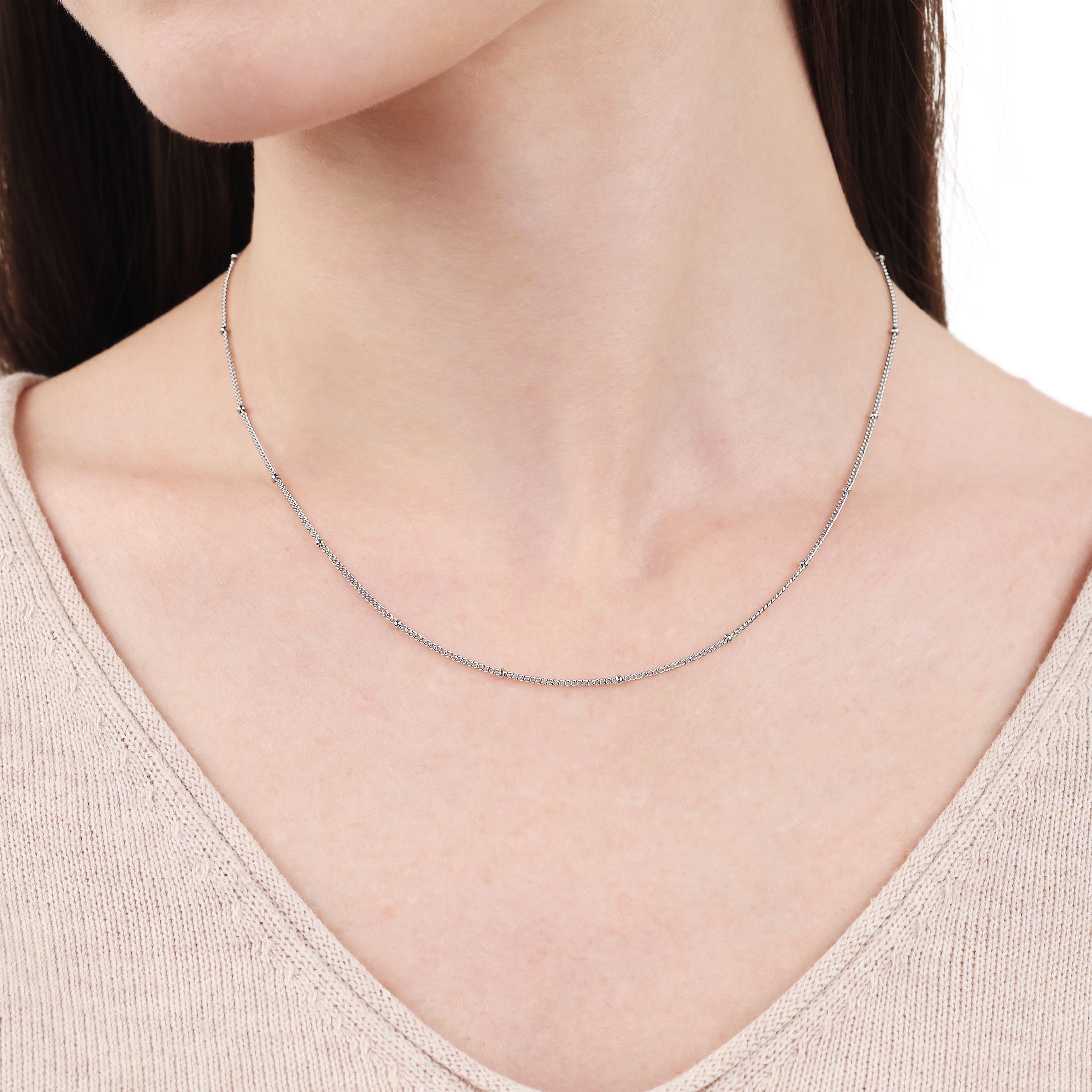 Tom Tailor Damen Halskette 2101256 Silber 925 Panzergliederung mit kleinen Kugeln