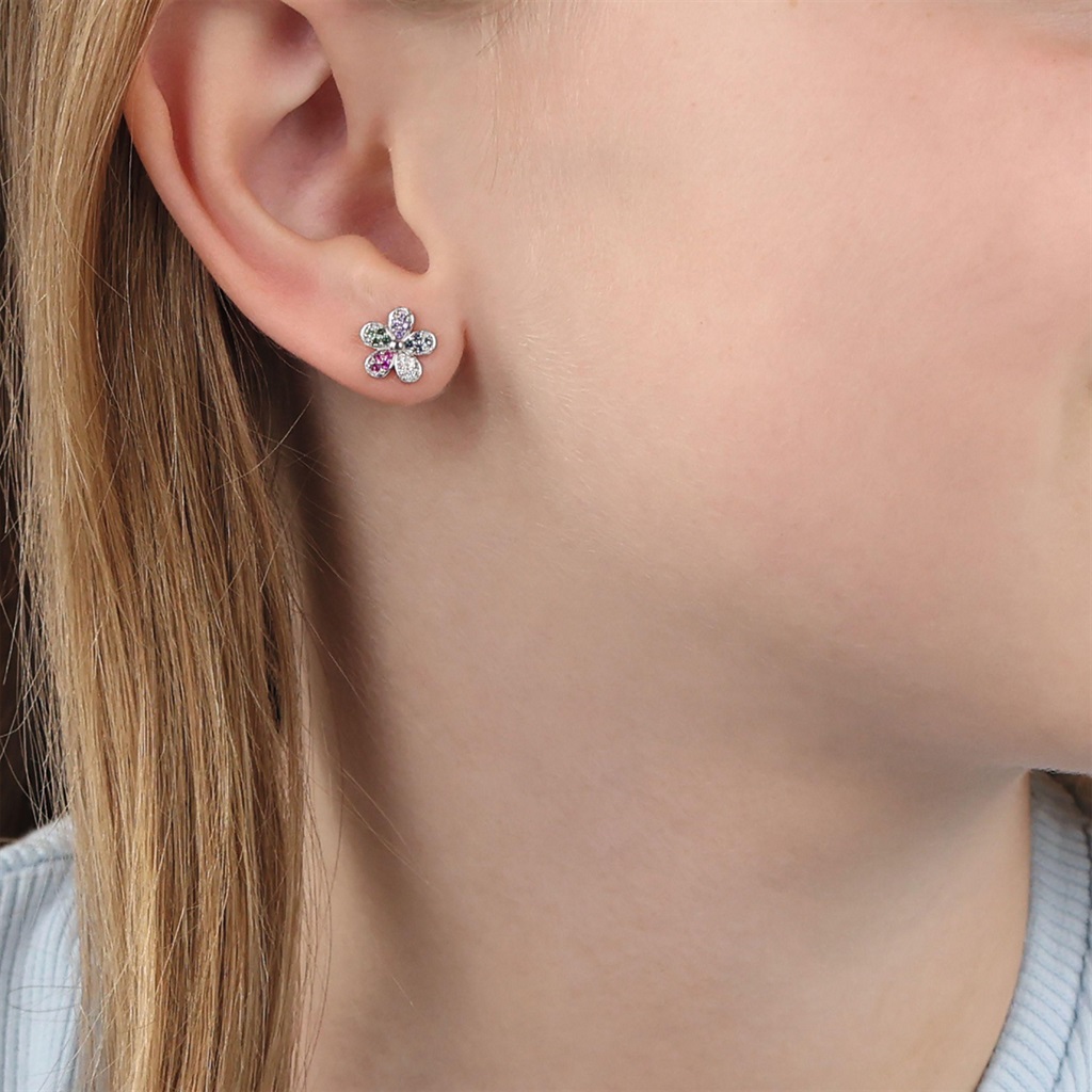 Lillifee Mädchen Ohrstecker 2101031 Blume Silber 925 Zirkonia bunt