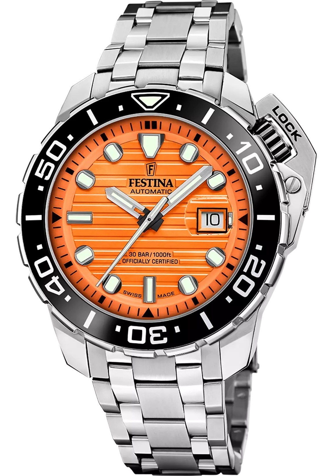 Festina Diver Herren Armbanduhr Swiss F20043/3 Edelstahl Automatic
