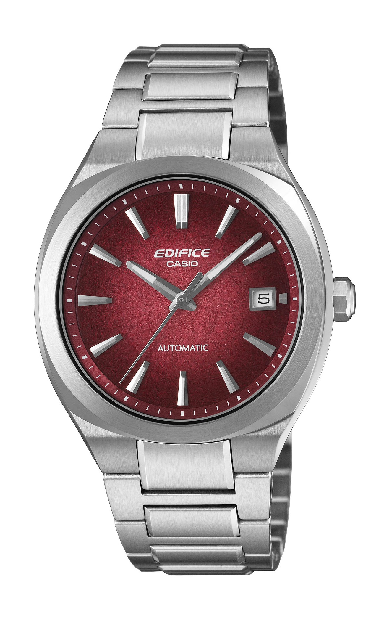 Casio Herren Armbanduhr Edifice EFK-200D-4AER Automatik Edelstahl dunkelrotes Zifferblatt