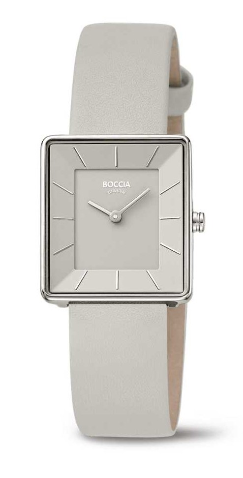 Boccia Damen Armbanduhr Trend 3351-01 Titan Lederband Hellgrau