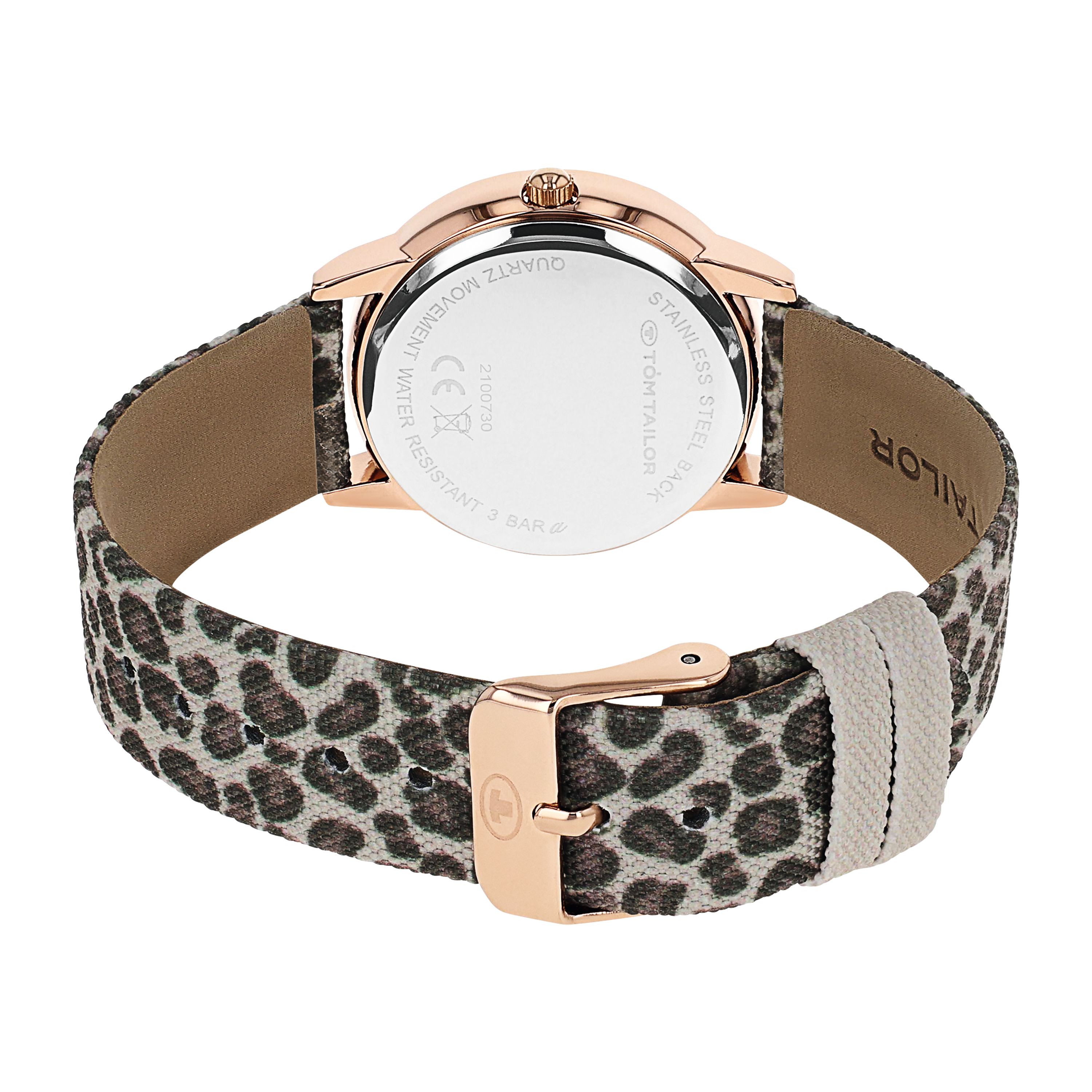 Tom Tailor Mädchen Armbanduhr 2100730 Textilband Leoparden-Print