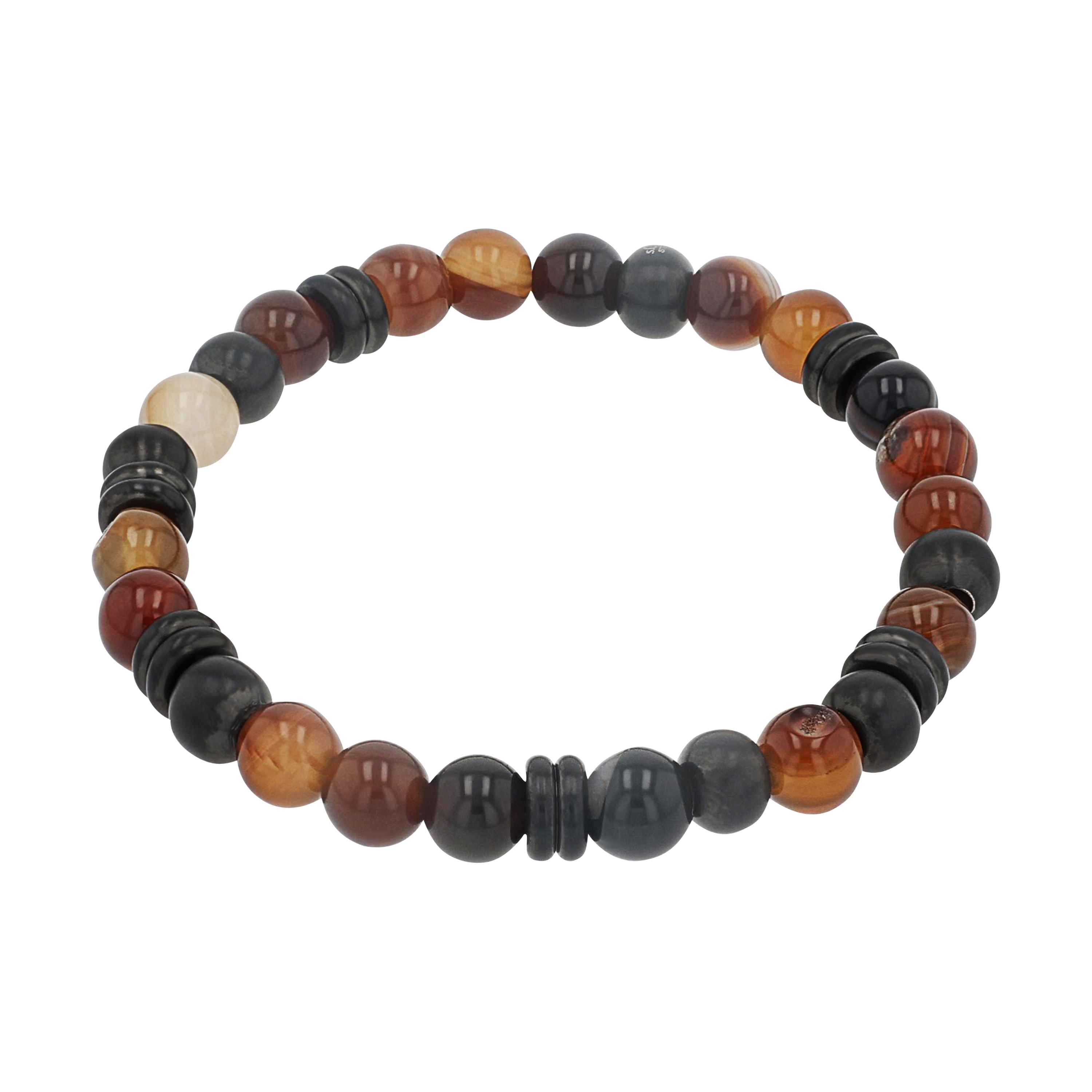s.Oliver Jungen Armband 2039724 Achatkugeln, Edelstahl IP Gun