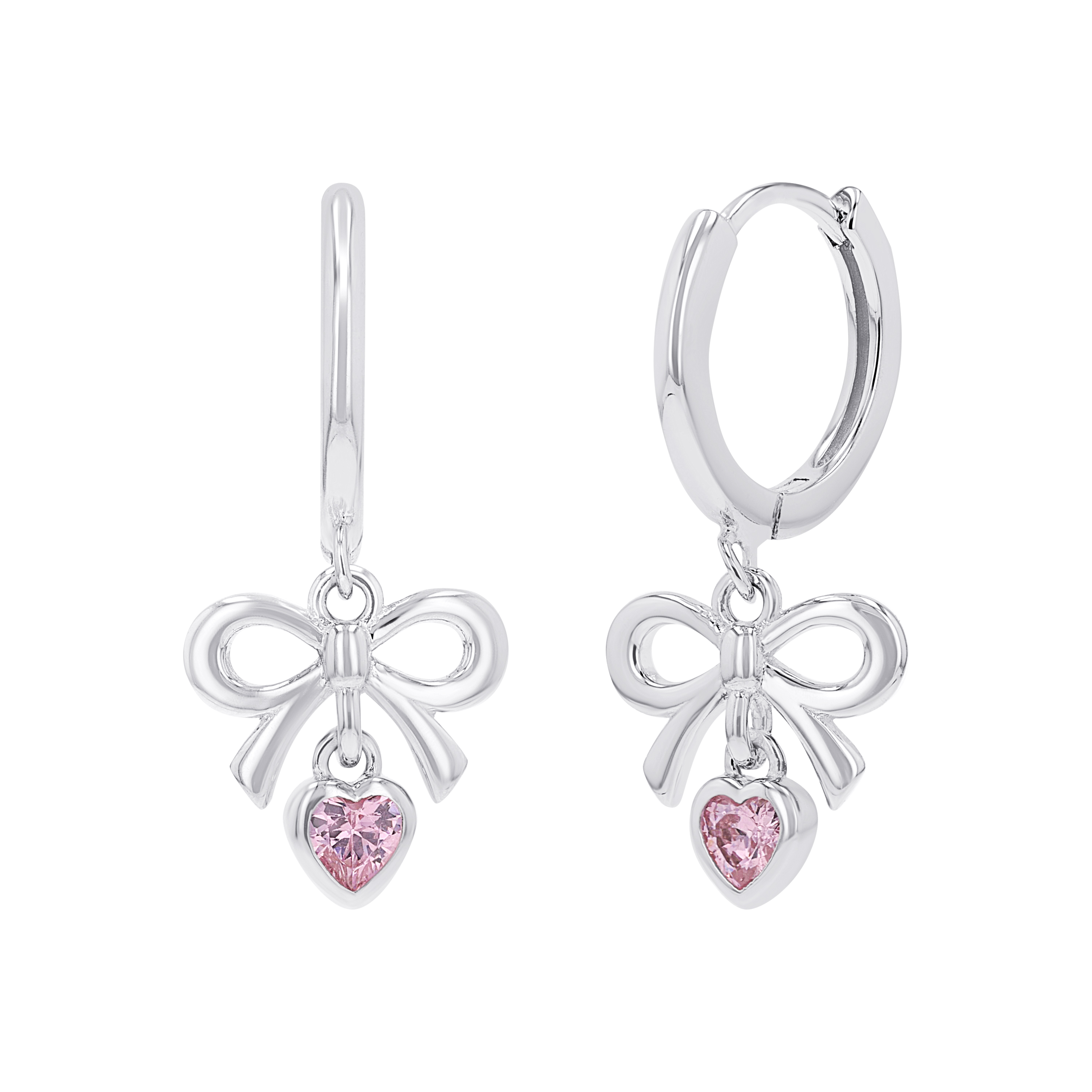 s.Oliver Kids Girls Creolen 2039717 Schleife Silber 925 synth. Zirkonia rosa