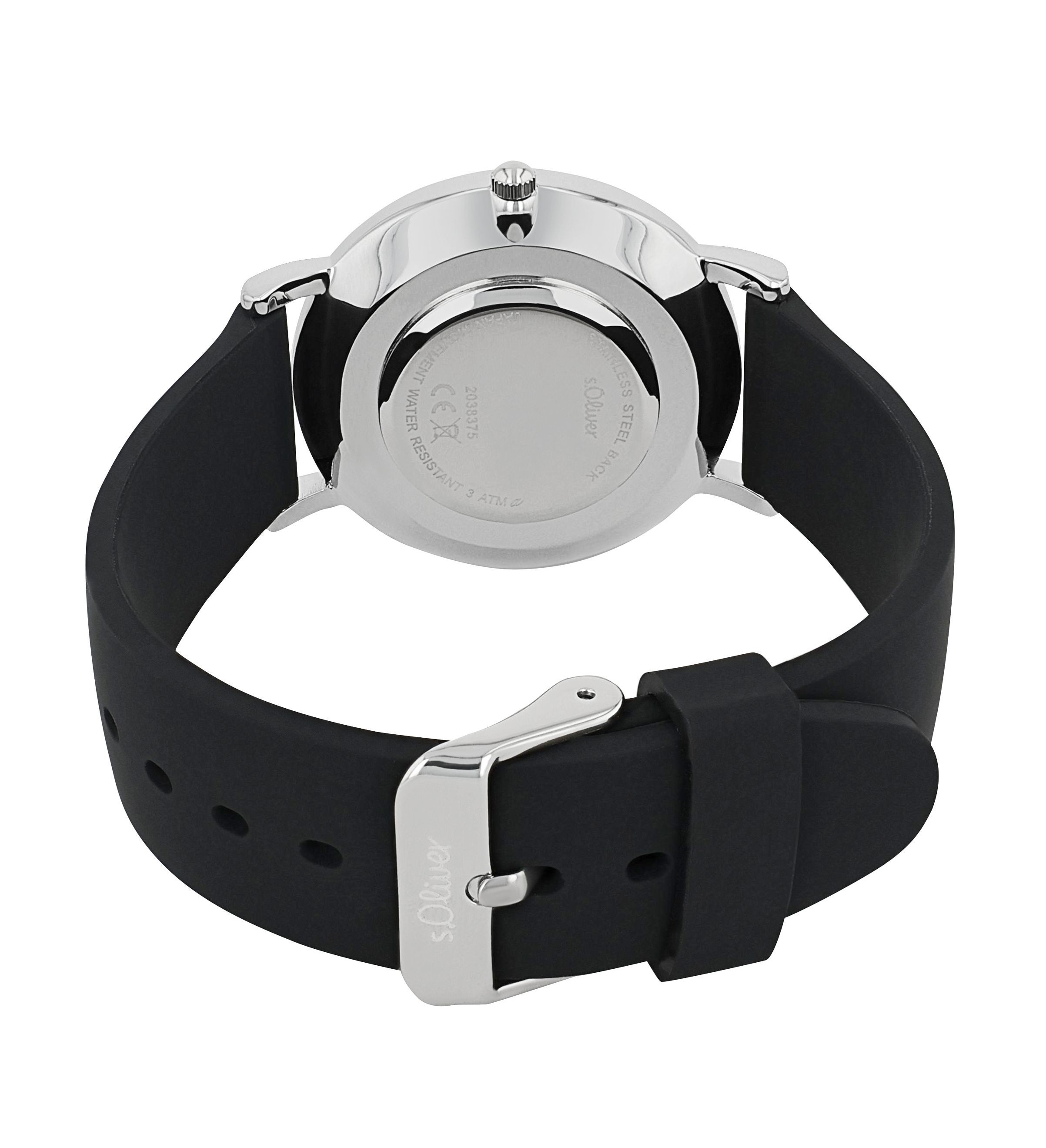 s.Oliver Damen Armbanduhr 2038375 Silikonband schwarz