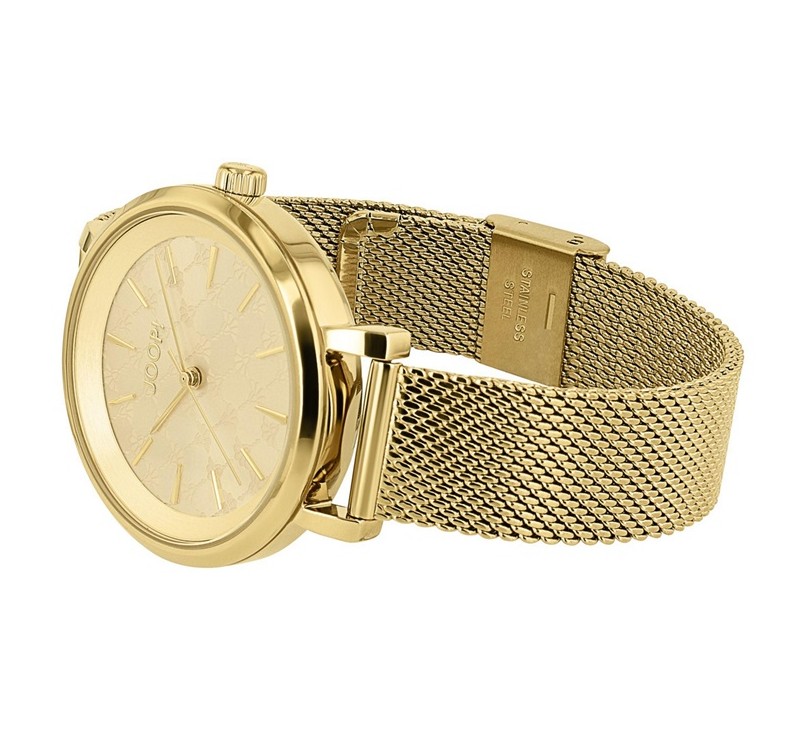 JOOP! Damen Armbanduhr 2040158 Edelstahl mit Milanaiseband gelbgold IP