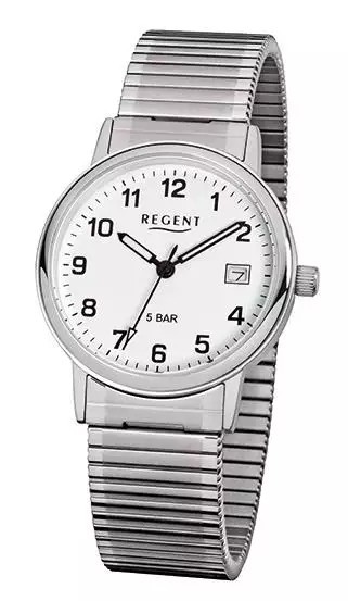 Regent Herren Armbanduhr F-705 Edelstahl Zugband