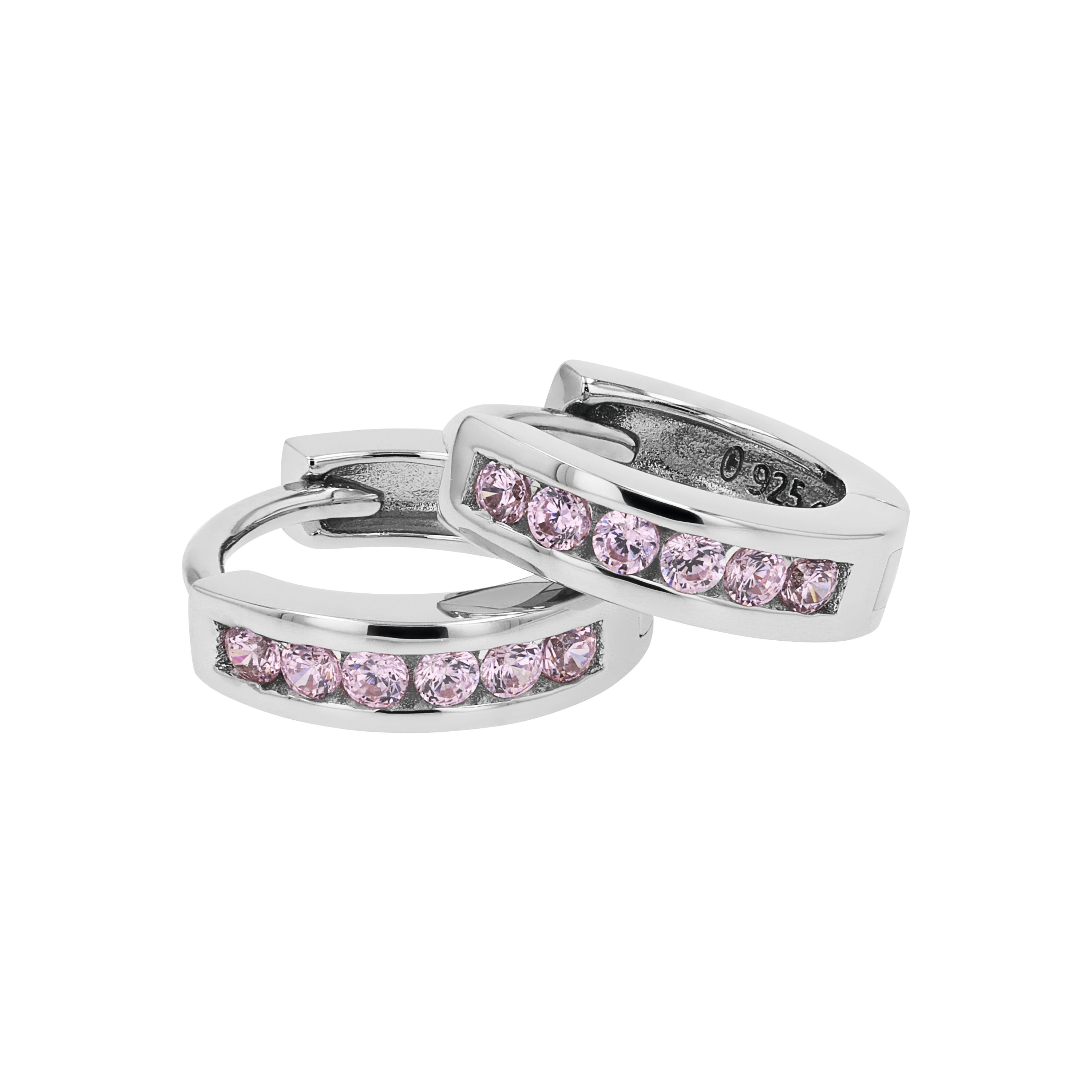 Tom Tailor Mädchen Creolen 2101384 Silber 925 synth. Zirkonia rosa