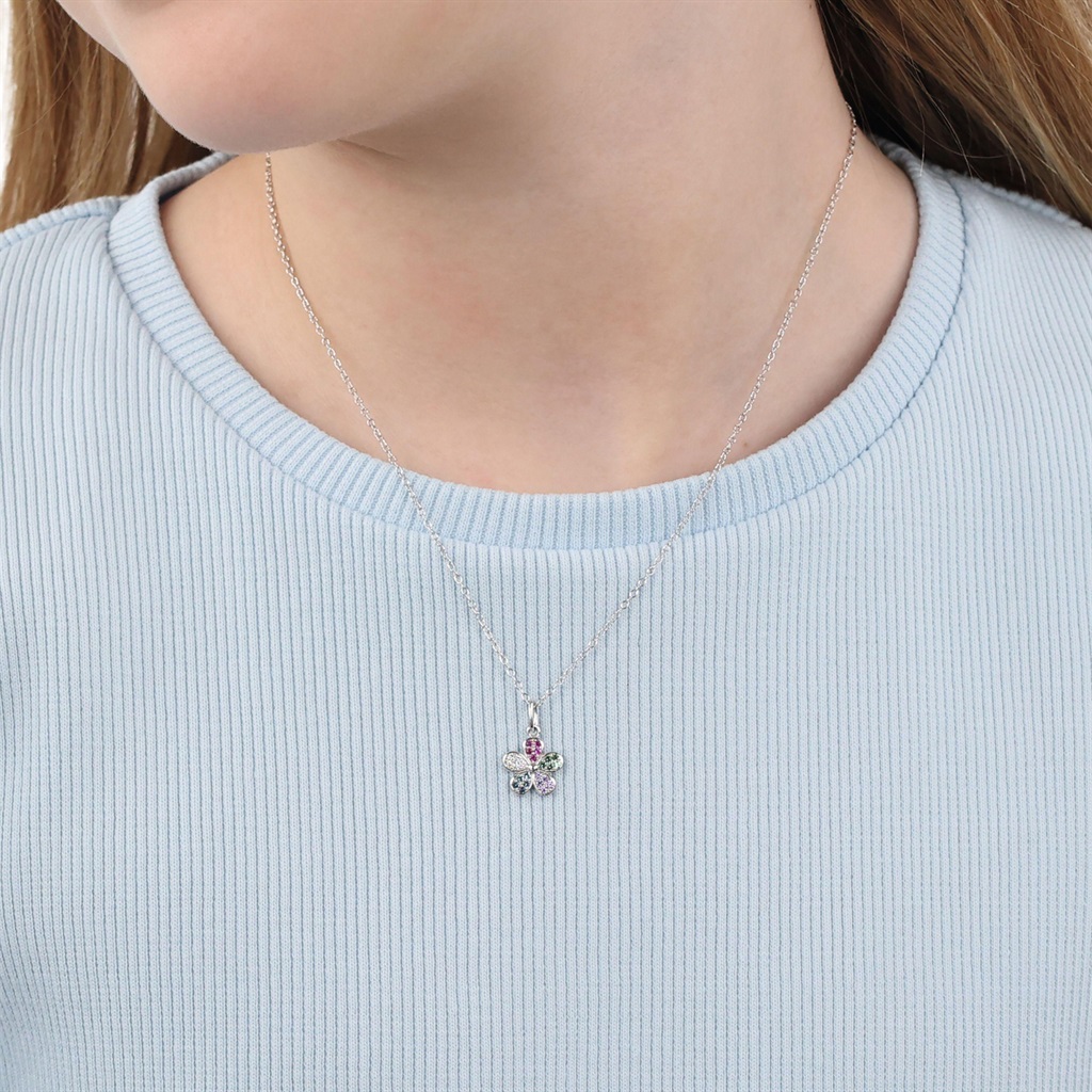 Lillifee Mädchen Halskette 2101029 mit Anhänger Blume Silber 925 Zirkonia bunt
