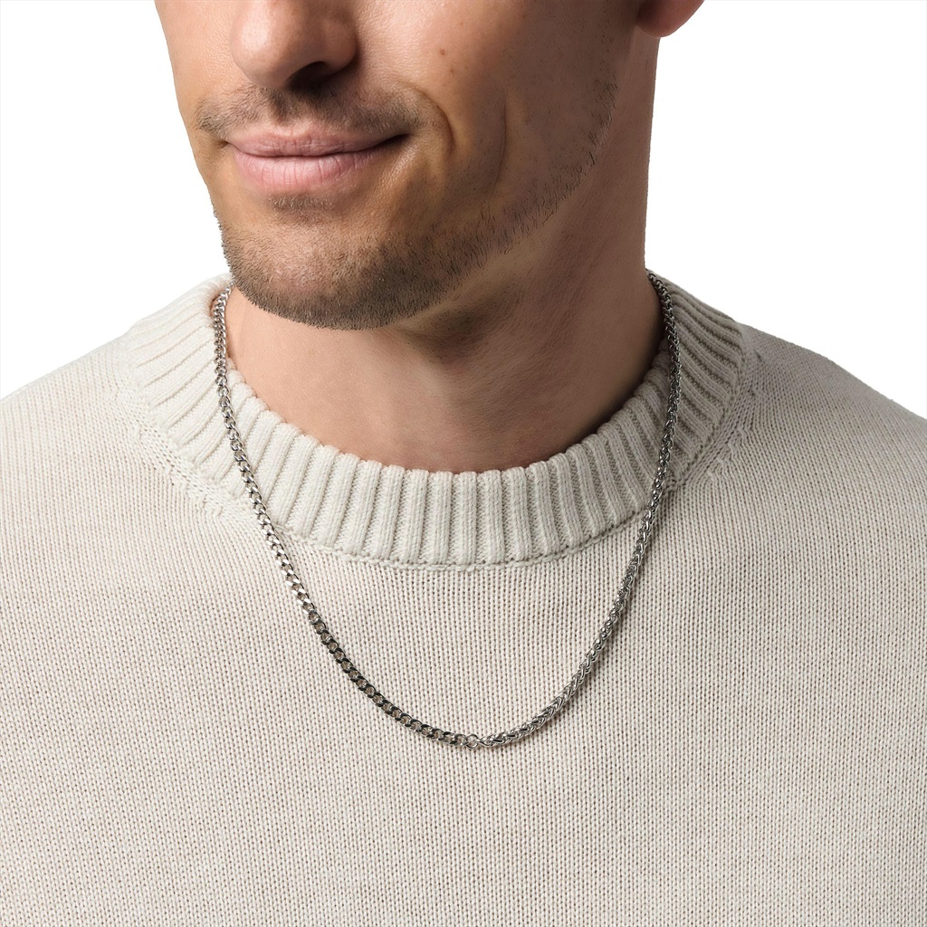 Tom Tailor Herren Halskette 2101846 Edelstahl mit Flachpanzer- und Zopfgliederung